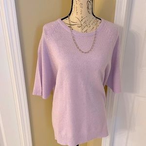 Carolyn Taylor for By Design | Lilac Short Sleeve Sweater Soft Acrylic Knit